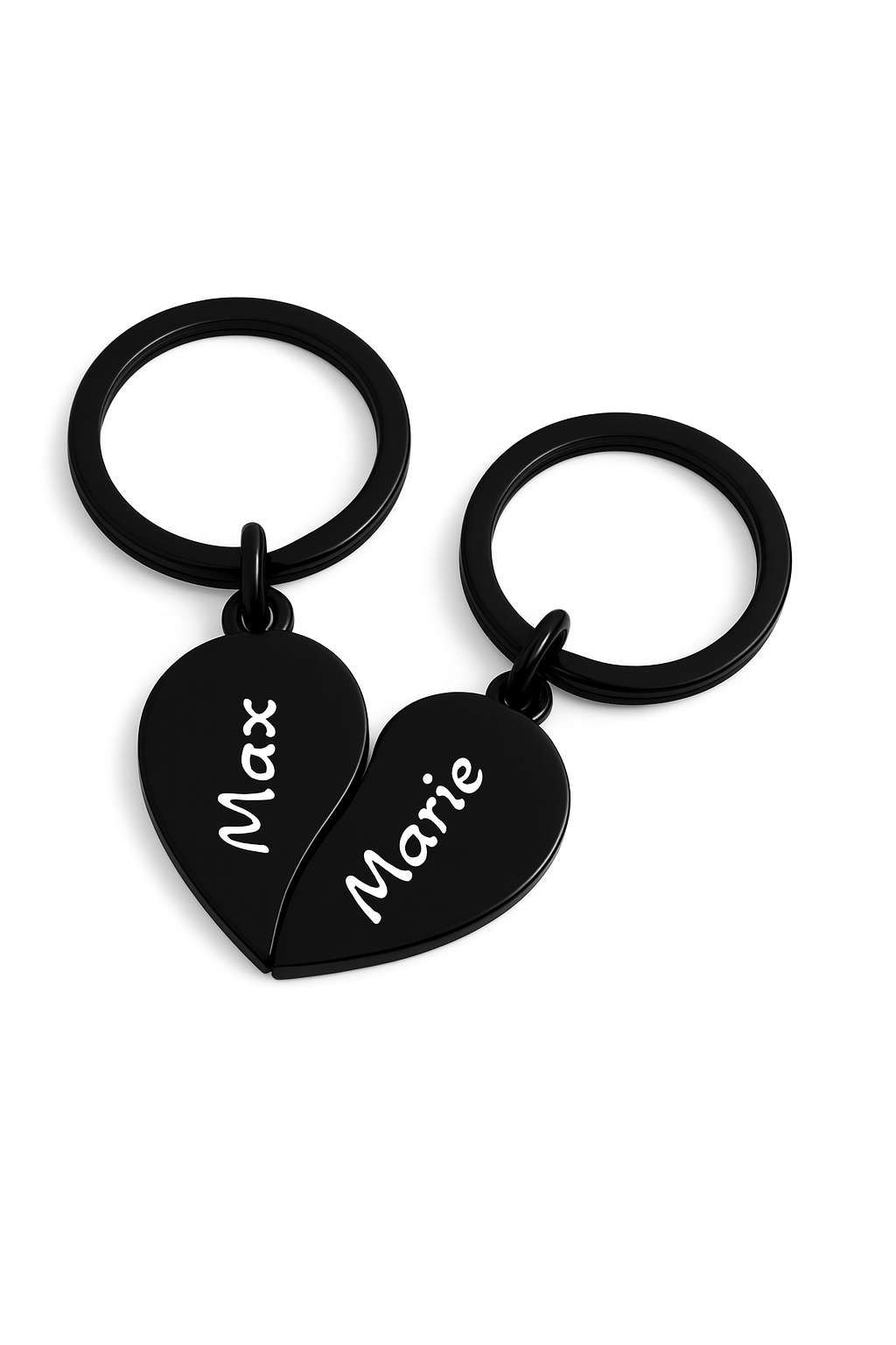 Schlüsselanhänger Geteiltes Herz mit Gravur bedrucken | Omnishirt