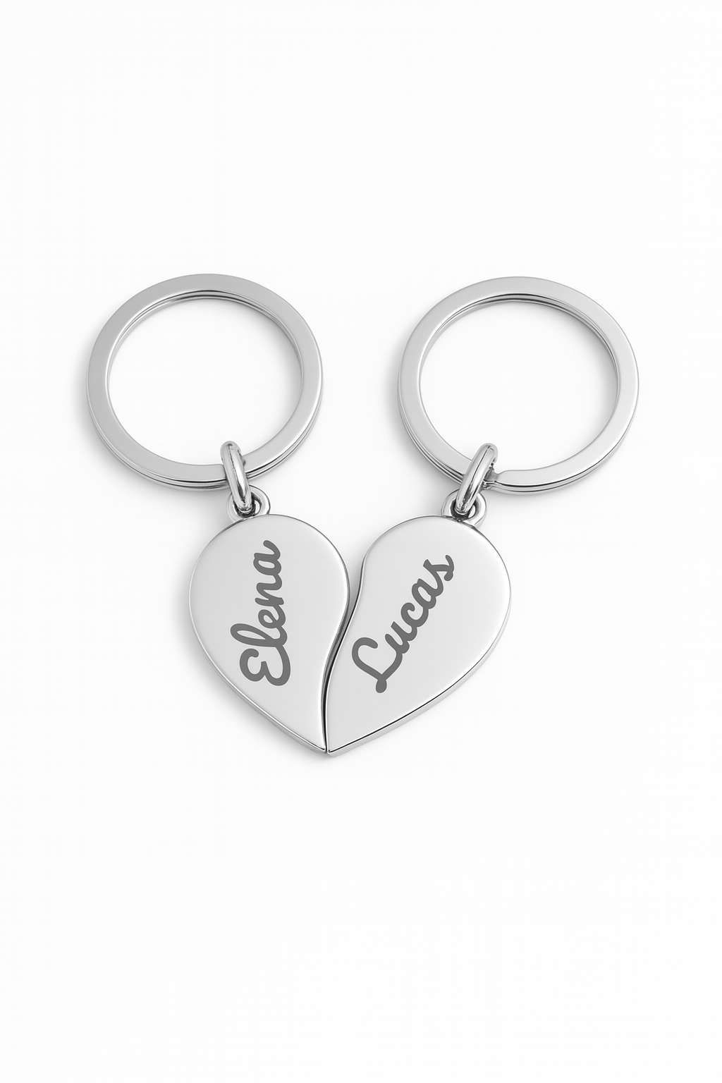 Schlüsselanhänger Geteiltes Herz mit Gravur bedrucken | Omnishirt
