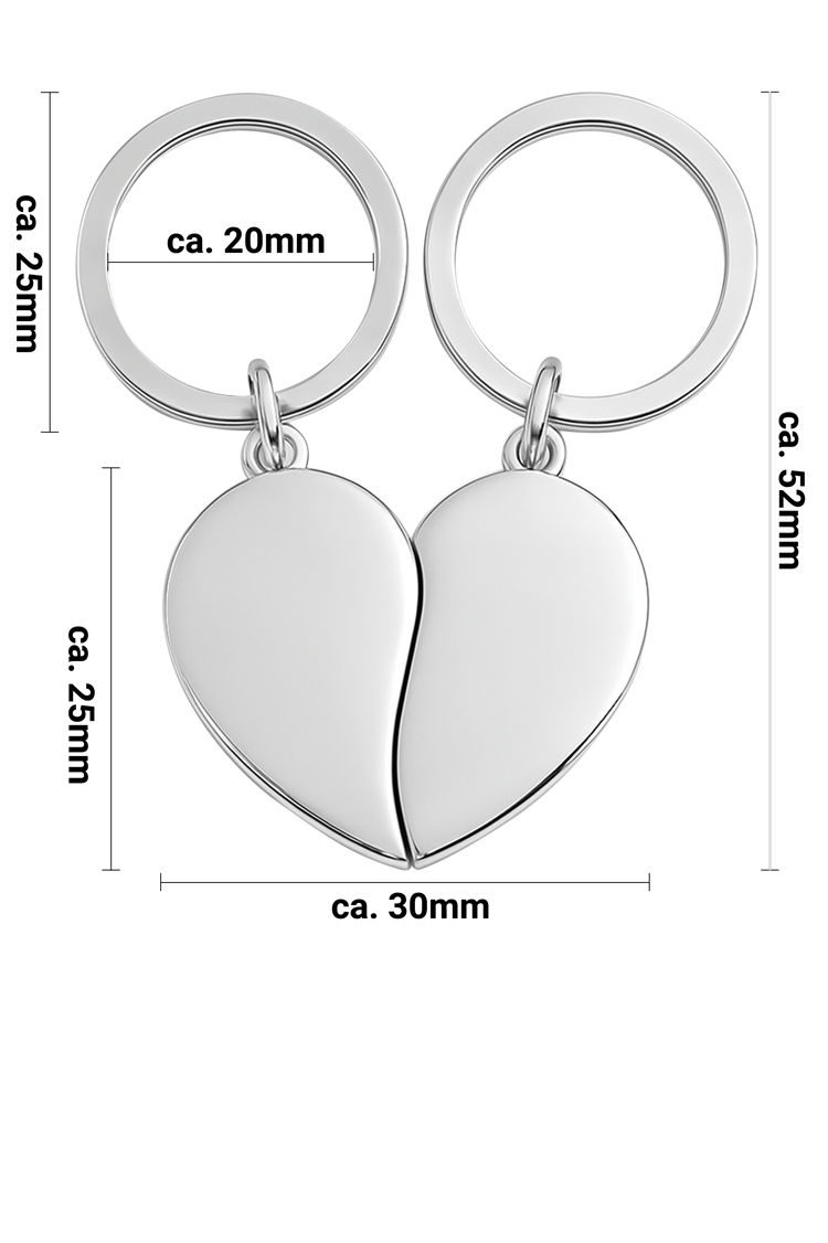 Schlüsselanhänger Geteiltes Herz mit Gravur bedrucken | Omnishirt
