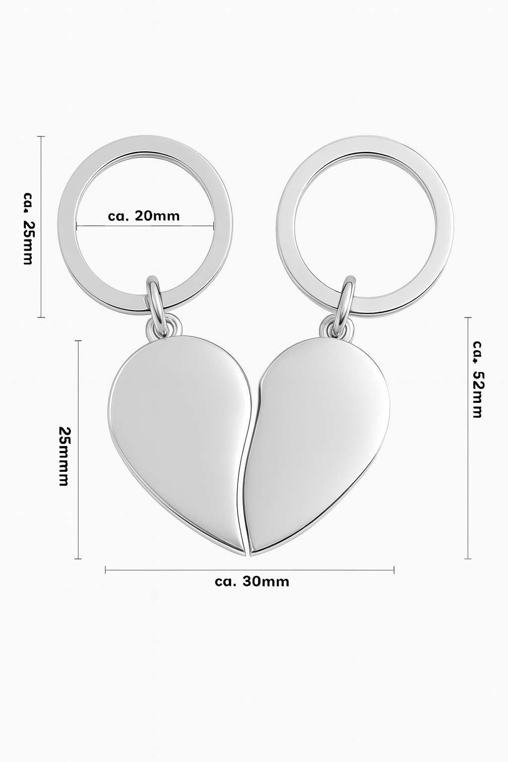 Schlüsselanhänger Geteiltes Herz mit Gravur bedrucken | Omnishirt