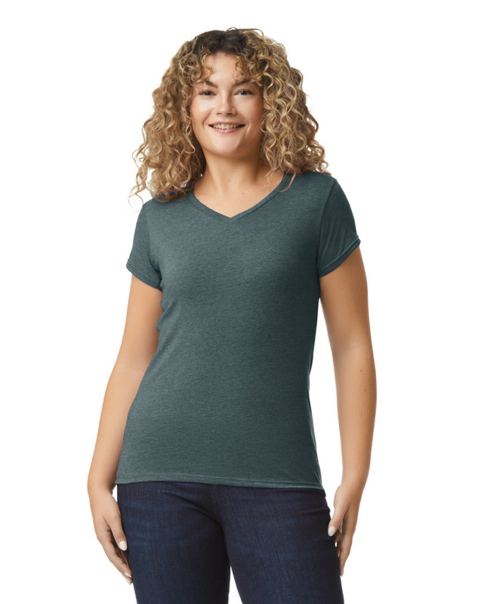T-Shirt bedrucken - Gildan Softstyle V-Neck Damen T-Shirt | Omnishirt