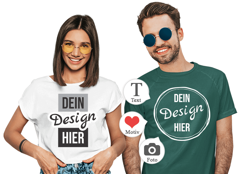 T-Shirt bedrucken - Junges Paar in T-Shirt mit eigenen Motiven