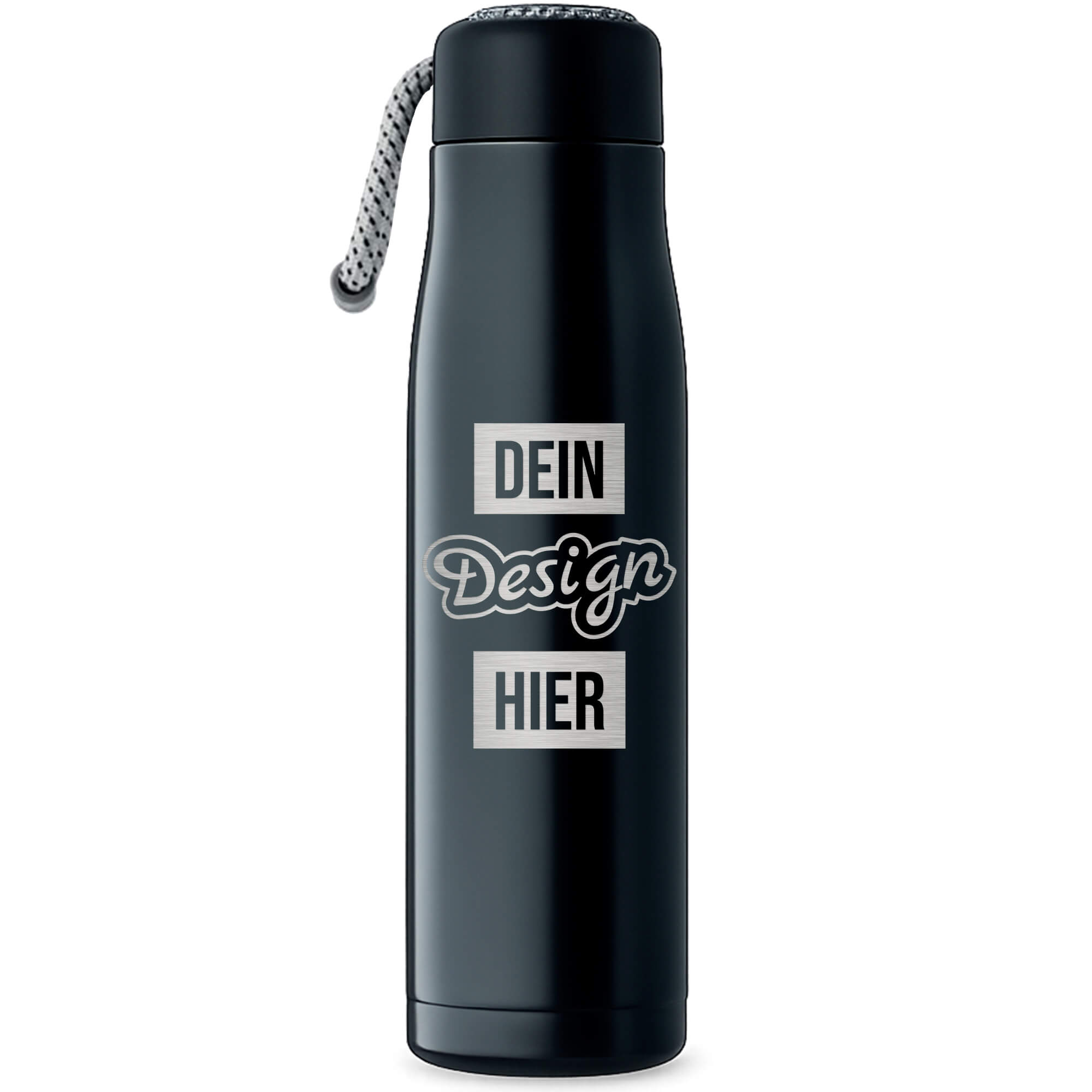 Omnishirt Doppelwandige Edelstahl Trinkflasche mit Trageschlaufe