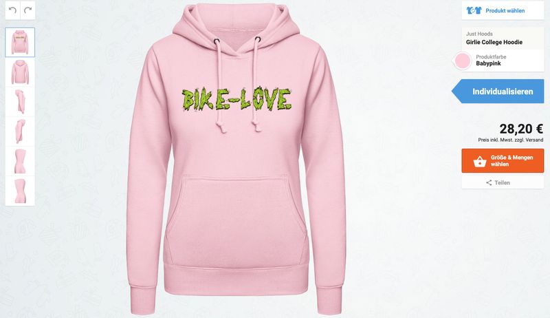 Fahrrad Hoodie selbst gestalten