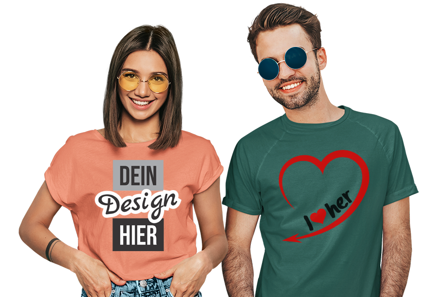 Junges Paar in bedruckten T-Shirt