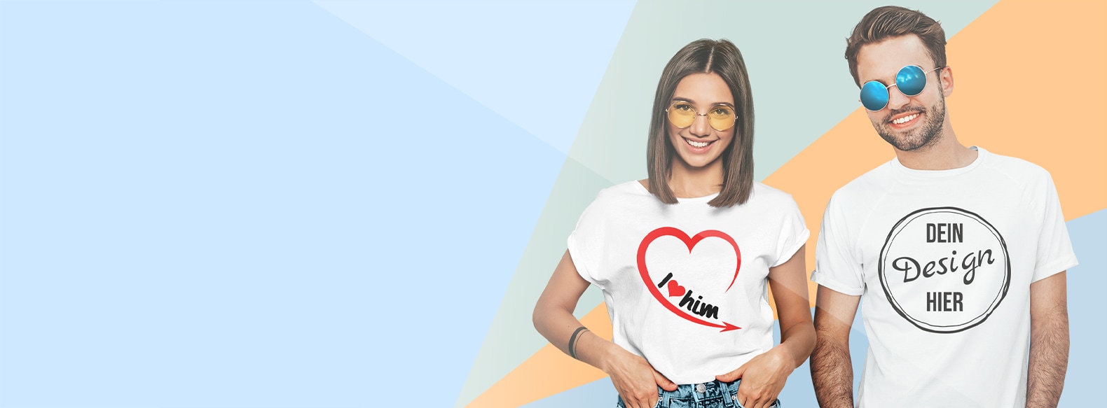 Junges Paar lässt eigenes T shirt bedrucken